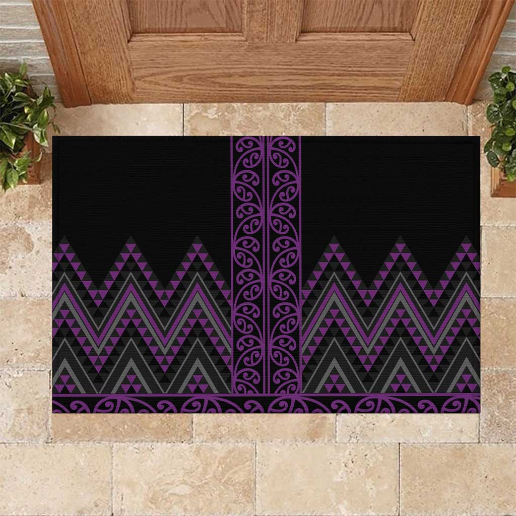 Purple Aotearoa Mangopare Kowhaiwhai and Niho Taniwha Rubber Doormat Maori New Zealand