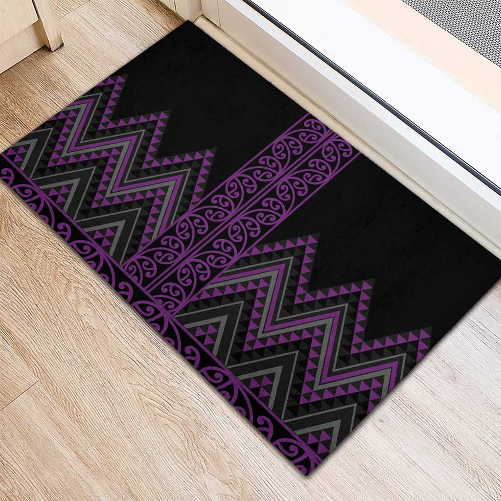 Purple Aotearoa Mangopare Kowhaiwhai and Niho Taniwha Rubber Doormat Maori New Zealand