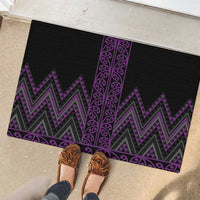 Purple Aotearoa Mangopare Kowhaiwhai and Niho Taniwha Rubber Doormat Maori New Zealand