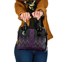 Purple Aotearoa Mangopare Kowhaiwhai and Niho Taniwha Shoulder Handbag Maori New Zealand