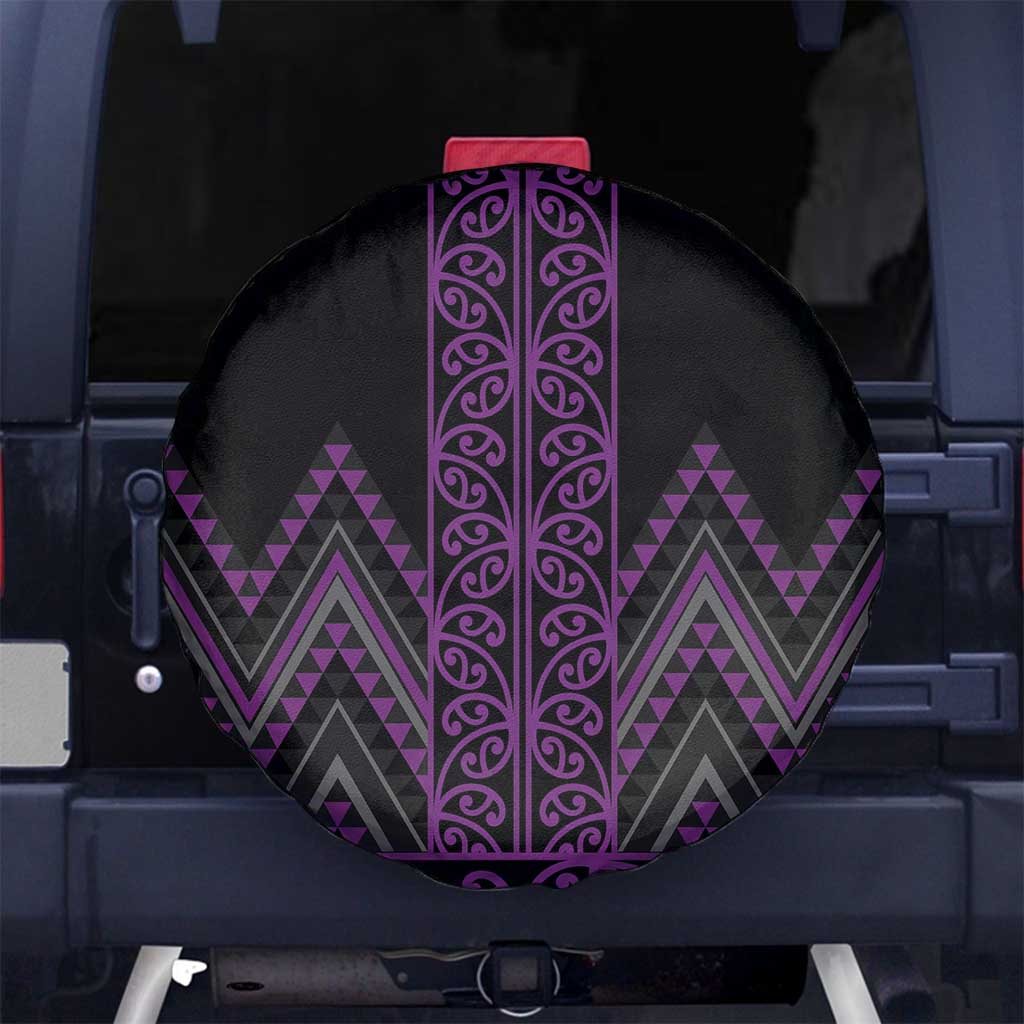 Purple Aotearoa Mangopare Kowhaiwhai and Niho Taniwha Spare Tire Cover Maori New Zealand