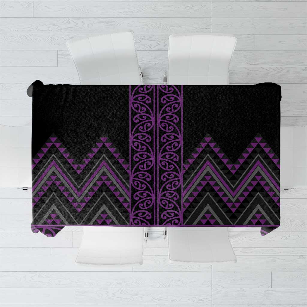 Purple Aotearoa Mangopare Kowhaiwhai and Niho Taniwha Tablecloth Maori New Zealand