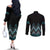 Paua Shell Aotearoa Mangopare Kowhaiwhai and Niho Taniwha Couples Matching Off The Shoulder Long Sleeve Dress and Long Sleeve Button Shirt Maori New Zealand