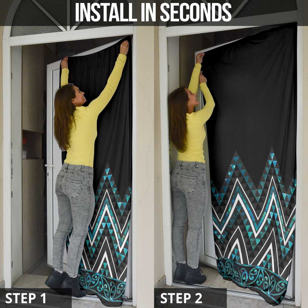 Paua Shell Aotearoa Mangopare Kowhaiwhai Niho Taniwha Door Cover Maori New Zealand - Polynesian Pride