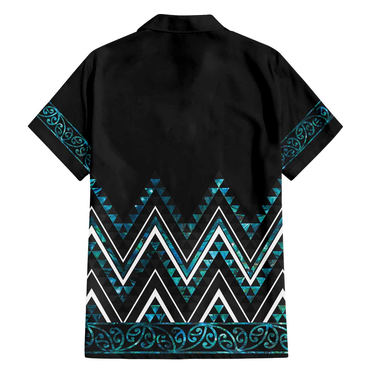 Paua Shell Aotearoa Mangopare Kowhaiwhai and Niho Taniwha Family Matching Off The Shoulder Long Sleeve Dress and Hawaiian Shirt Maori New Zealand