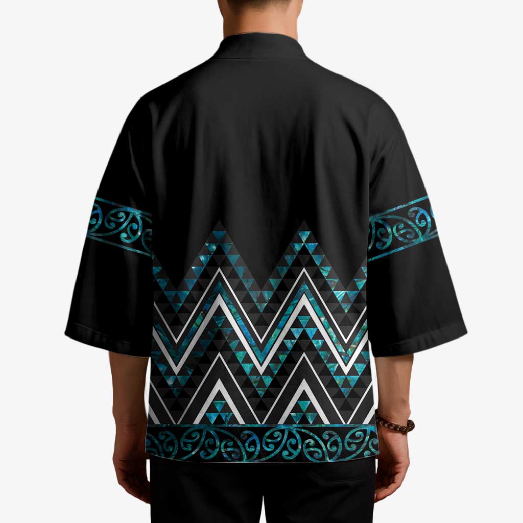 Paua Shell Aotearoa Mangopare Kowhaiwhai Niho Taniwha Kimono Maori New Zealand - Polynesian Pride