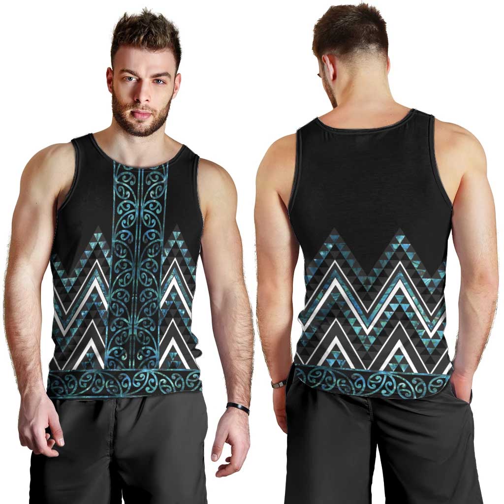 Paua Shell Aotearoa Mangopare Kowhaiwhai and Niho Taniwha Men Tank Top Maori New Zealand