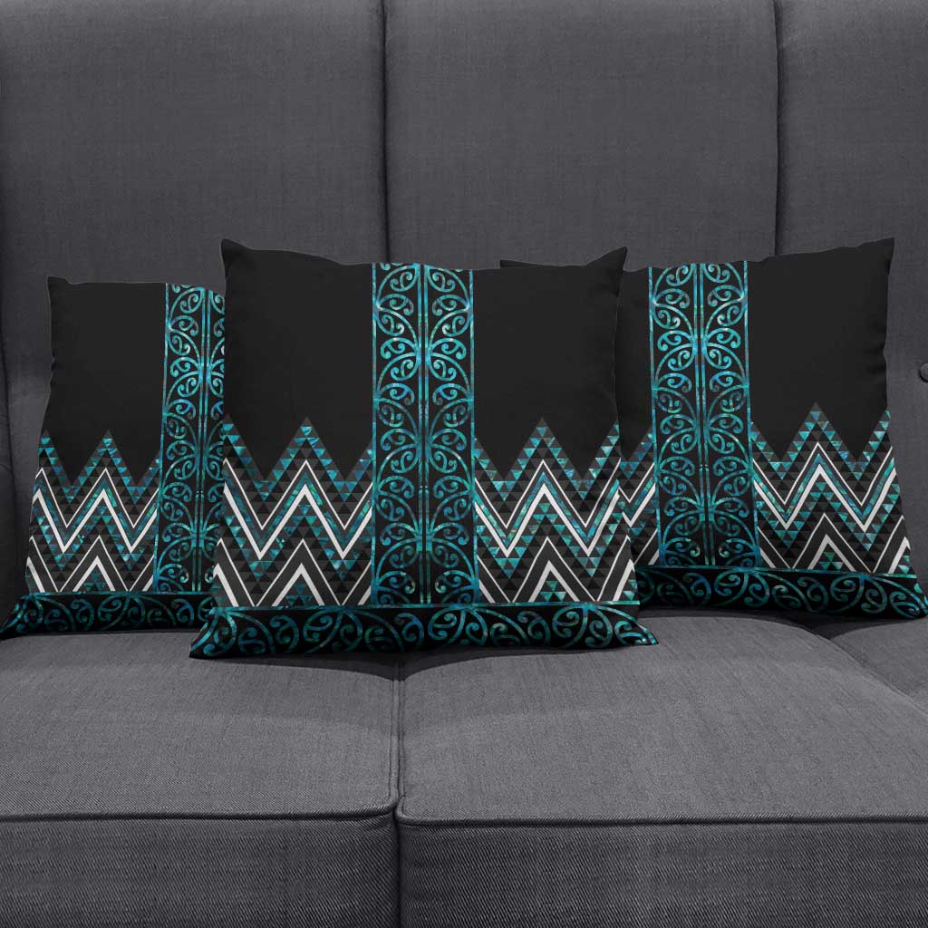 Paua Shell Aotearoa Mangopare Kowhaiwhai Niho Taniwha Pillow Cover Maori New Zealand - Polynesian Pride