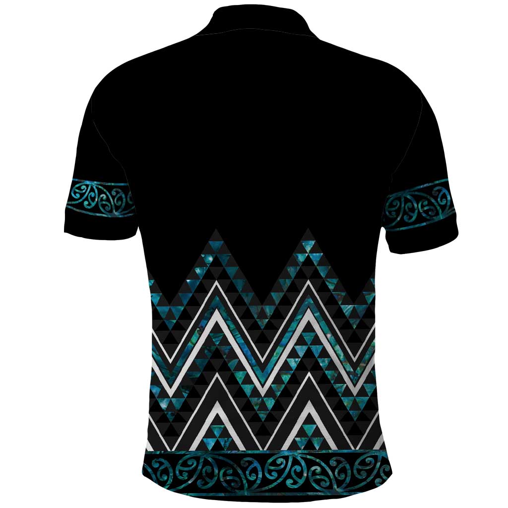 Paua Shell Aotearoa Mangopare Kowhaiwhai and Niho Taniwha Polo Shirt Maori New Zealand