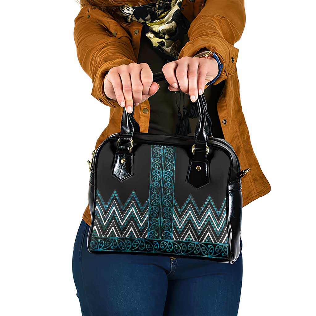 Paua Shell Aotearoa Mangopare Kowhaiwhai and Niho Taniwha Shoulder Handbag Maori New Zealand