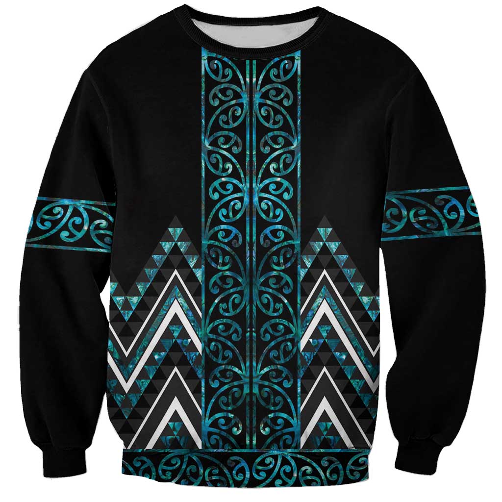Paua Shell Aotearoa Mangopare Kowhaiwhai and Niho Taniwha Sweatshirt Maori New Zealand