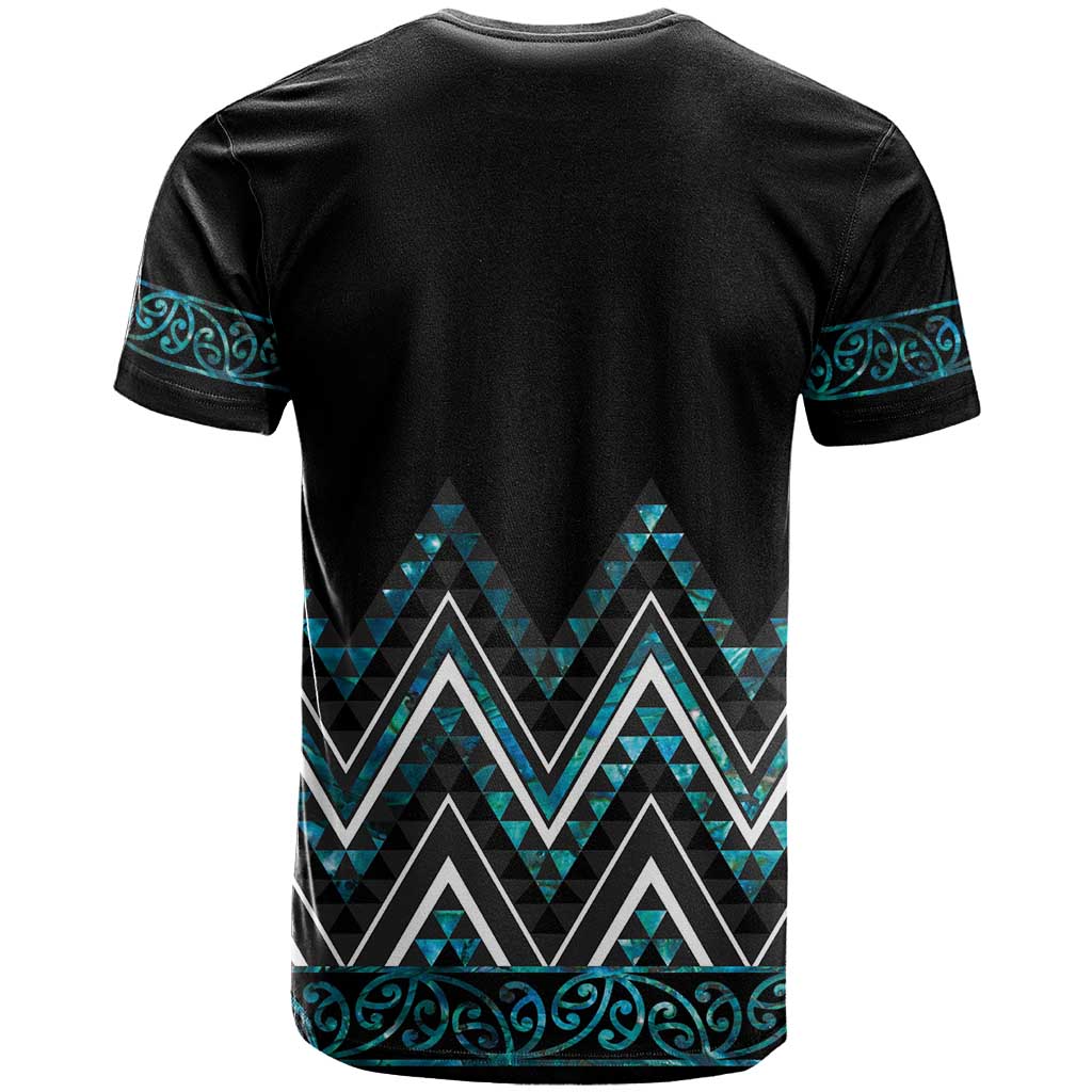 Paua Shell Aotearoa Mangopare Kowhaiwhai and Niho Taniwha T Shirt Maori New Zealand