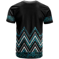 Paua Shell Aotearoa Mangopare Kowhaiwhai and Niho Taniwha T Shirt Maori New Zealand