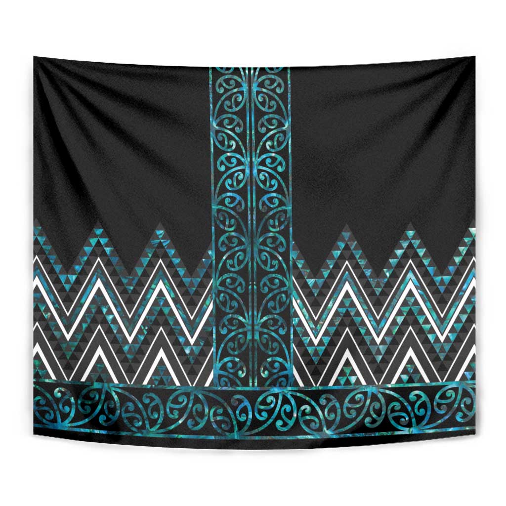 Paua Shell Aotearoa Mangopare Kowhaiwhai and Niho Taniwha Tapestry Maori New Zealand