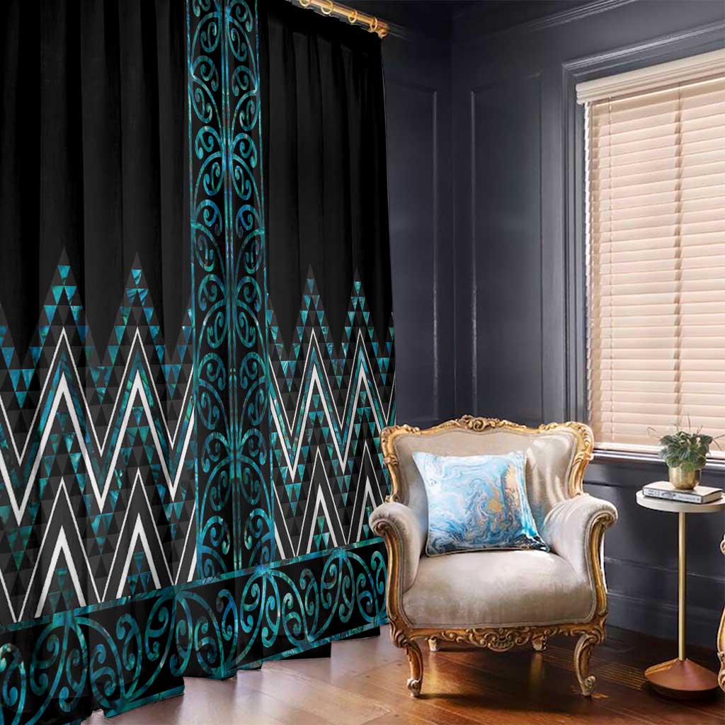 Paua Shell Aotearoa Mangopare Kowhaiwhai and Niho Taniwha Window Curtain Maori New Zealand