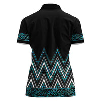 Paua Shell Aotearoa Mangopare Kowhaiwhai and Niho Taniwha Women Polo Shirt Maori New Zealand