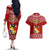 Tonga Rugby Couples Matching Off The Shoulder Long Sleeve Dress and Hawaiian Shirt 2023 World Cup Tongan Kupesi Ngatu Pattern LT14 - Polynesian Pride