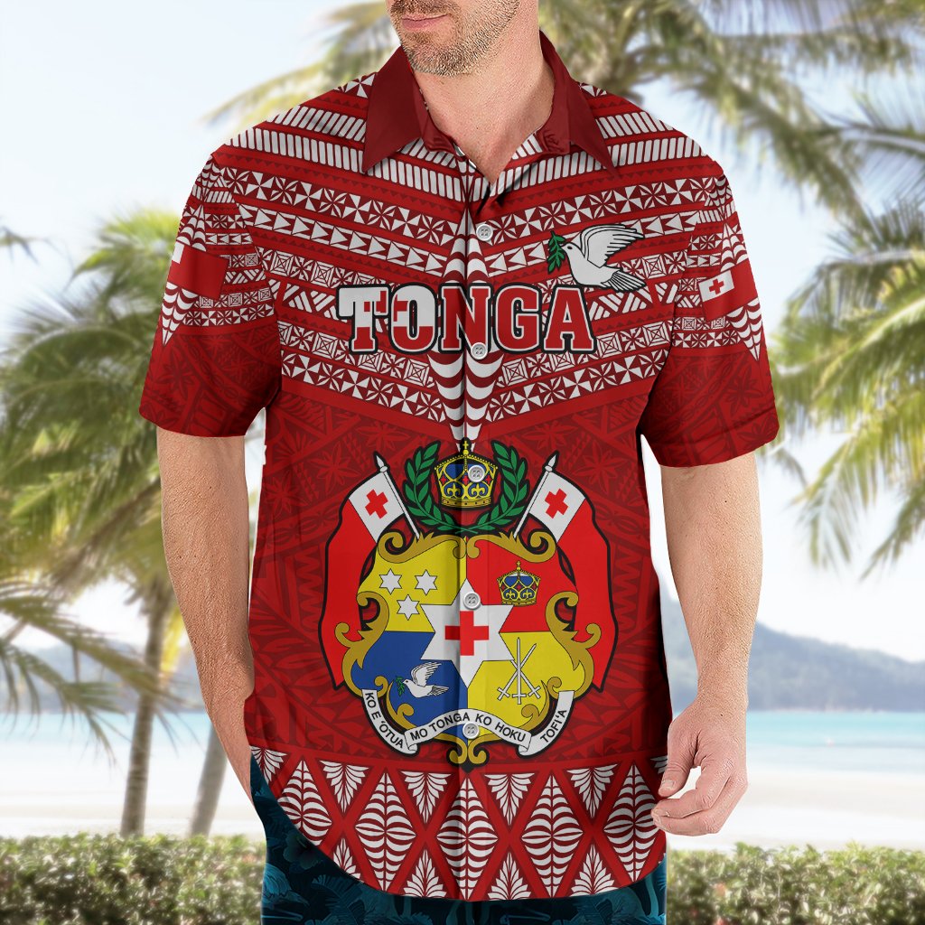 Tonga Rugby Hawaiian Shirt 2023 World Cup Tongan Kupesi Ngatu Pattern LT14 - Polynesian Pride