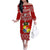 Custom Tonga Rugby Off The Shoulder Long Sleeve Dress 2023 World Cup Tongan Kupesi Ngatu Pattern LT14 Women Red - Polynesian Pride