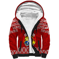 Custom Tonga Rugby Sherpa Hoodie 2023 World Cup Tongan Kupesi Ngatu Pattern LT14 Unisex Red - Polynesian Pride