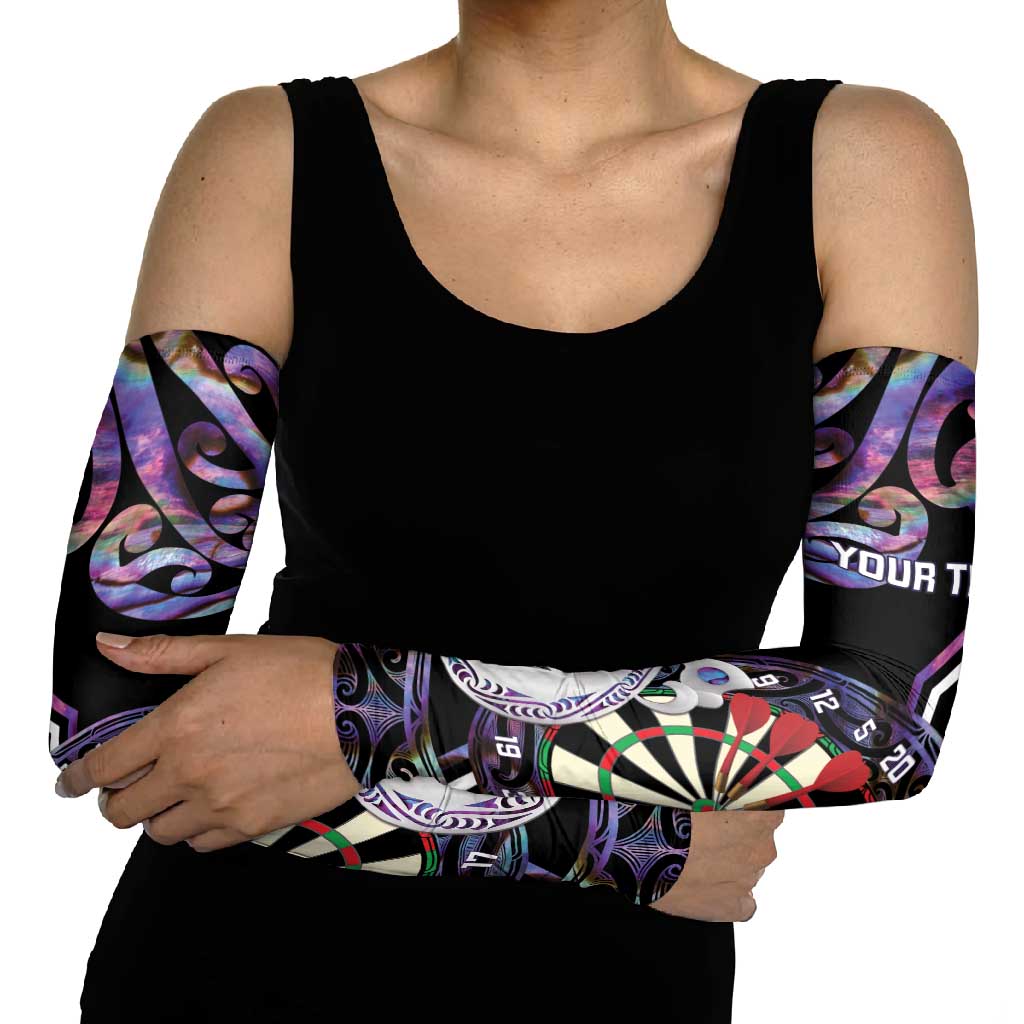Personalised New Zealand Darts Arm Sleeves Ngutukaka Manaia Taniko Luxury Purple - Polynesian Pride