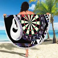 Personalised New Zealand Darts Beach Blanket Ngutukaka Manaia Taniko Luxury Purple - Polynesian Pride