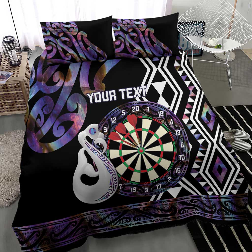 Personalised New Zealand Darts Bedding Set Ngutukaka Manaia Taniko Luxury Purple - Polynesian Pride