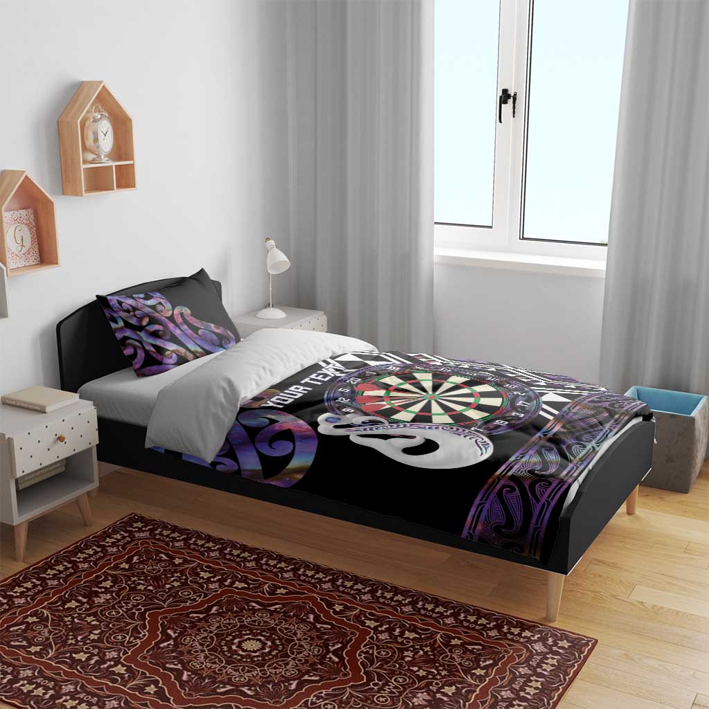 Personalised New Zealand Darts Bedding Set Ngutukaka Manaia Taniko Luxury Purple - Polynesian Pride