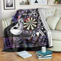 Personalised New Zealand Darts Blanket Ngutukaka Manaia Taniko Luxury Purple - Polynesian Pride