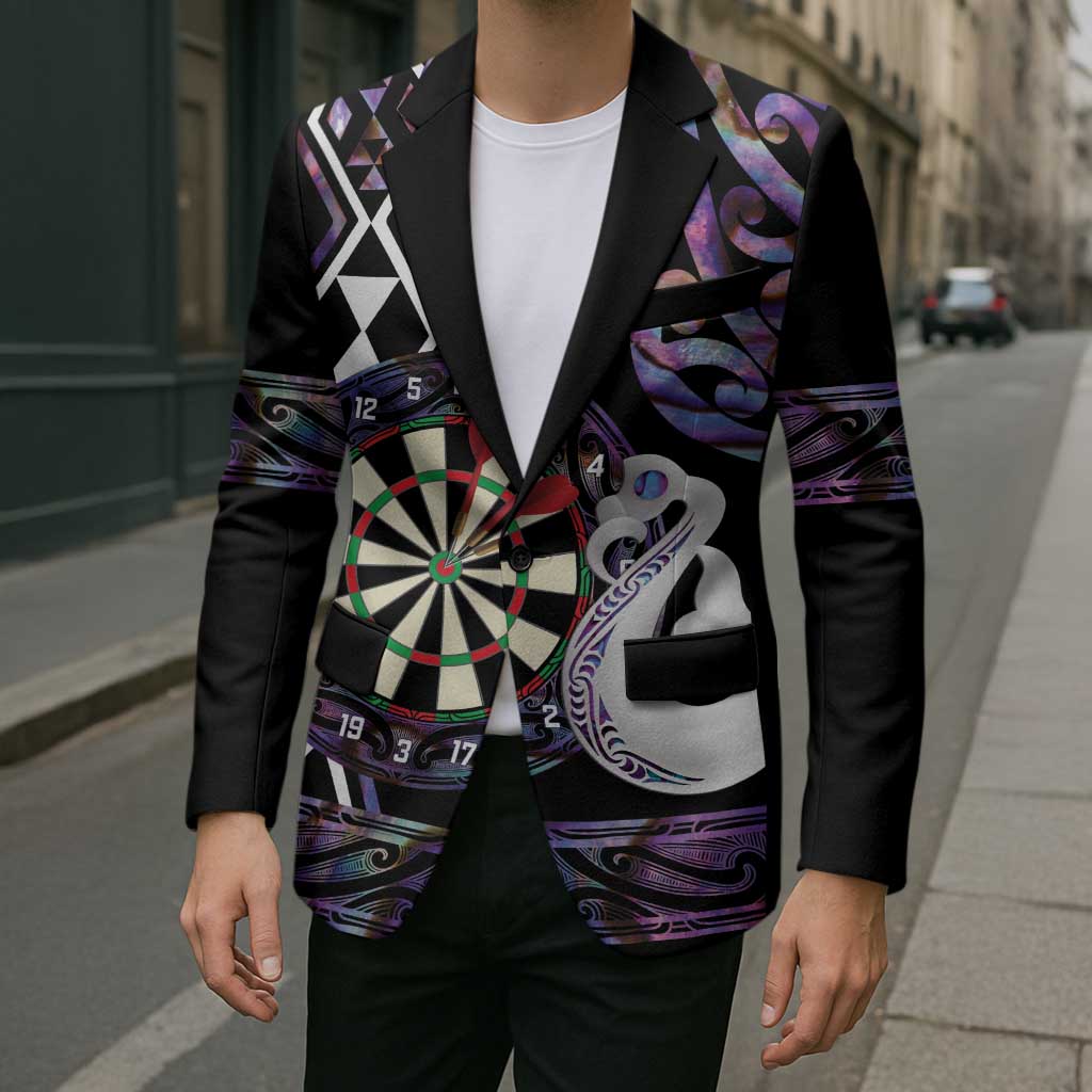 Personalised New Zealand Darts Blazer Ngutukaka Manaia Taniko Luxury Purple - Polynesian Pride