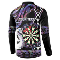Personalised New Zealand Darts Button Sweatshirt Ngutukaka Manaia Taniko Luxury Purple - Polynesian Pride