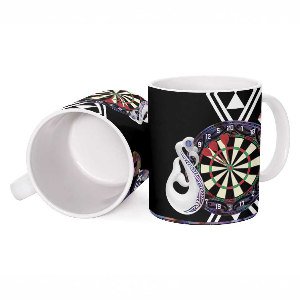 Personalised New Zealand Darts Ceramic Mug Ngutukaka Manaia Taniko Luxury Purple - Polynesian Pride
