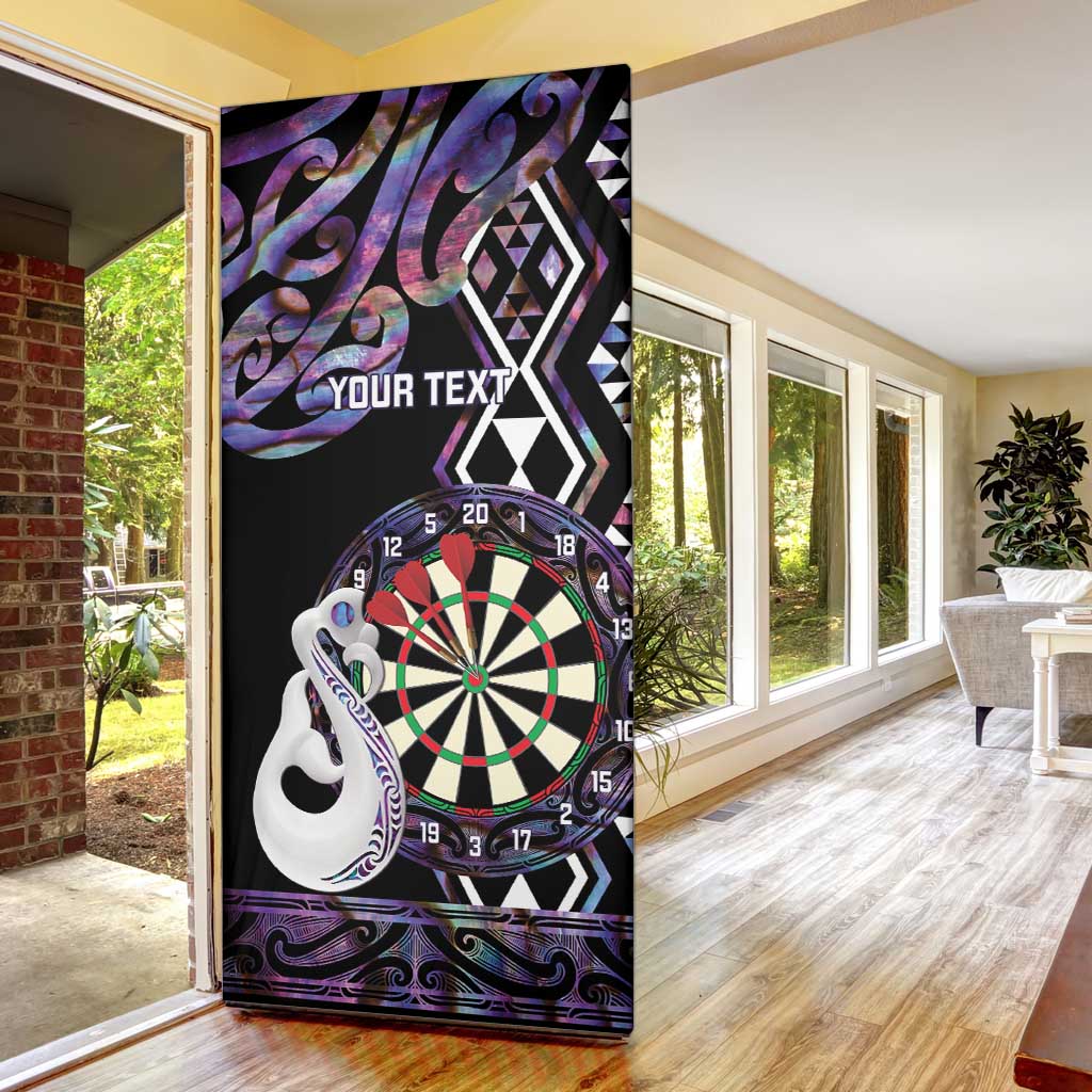 Personalised New Zealand Darts Door Cover Ngutukaka Manaia Taniko Luxury Purple - Polynesian Pride