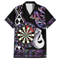 Personalised New Zealand Darts Family Matching Off Shoulder Maxi Dress and Hawaiian Shirt Ngutukaka Manaia Taniko Luxury Purple - Polynesian Pride