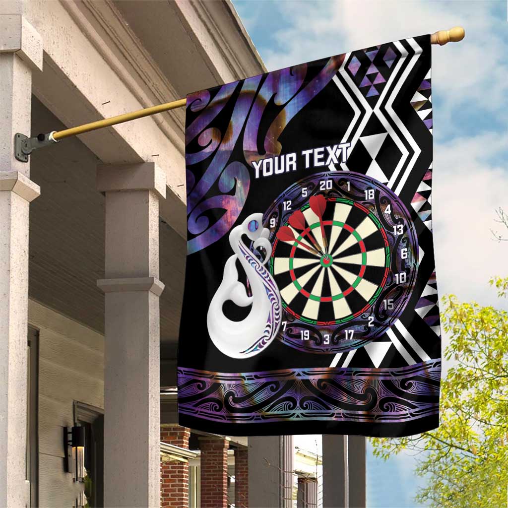 Personalised New Zealand Darts Garden Flag Ngutukaka Manaia Taniko Luxury Purple - Polynesian Pride