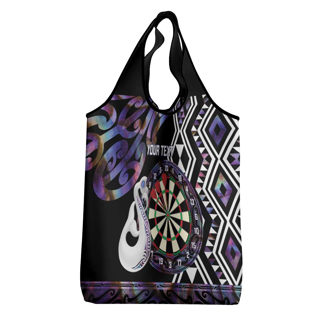 Personalised New Zealand Darts Grocery Bag Ngutukaka Manaia Taniko Luxury Purple - Polynesian Pride