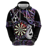Personalised New Zealand Darts Hoodie Ngutukaka Manaia Taniko Luxury Purple - Polynesian Pride