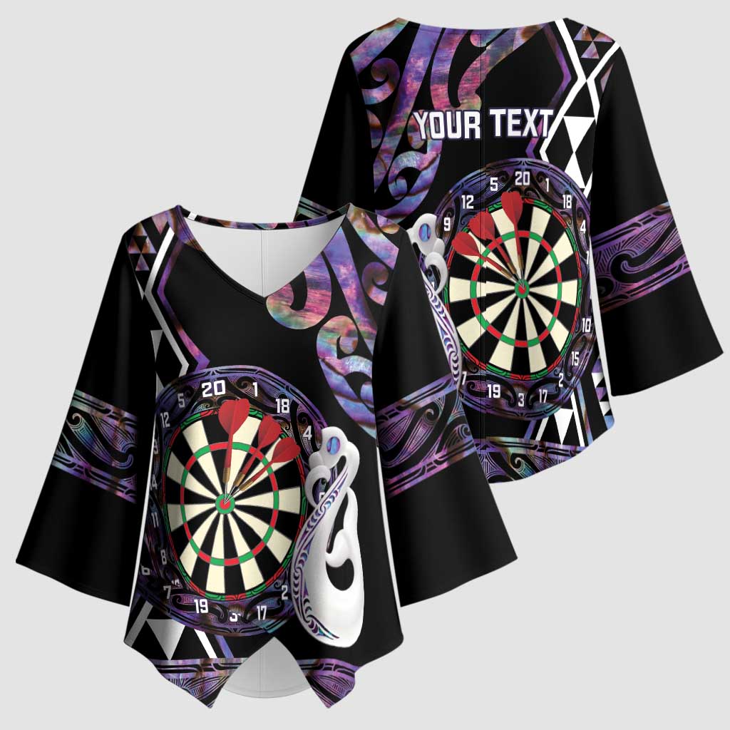 Personalised New Zealand Darts Kimono Sleeve Blouse Ngutukaka Manaia Taniko Luxury Purple - Polynesian Pride