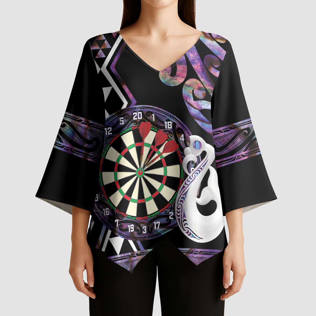 Personalised New Zealand Darts Kimono Sleeve Blouse Ngutukaka Manaia Taniko Luxury Purple - Polynesian Pride
