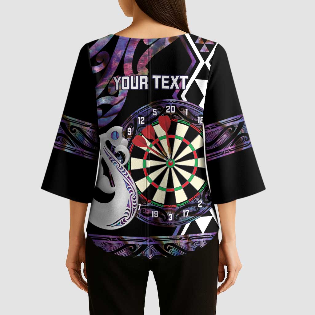 Personalised New Zealand Darts Kimono Sleeve Blouse Ngutukaka Manaia Taniko Luxury Purple - Polynesian Pride