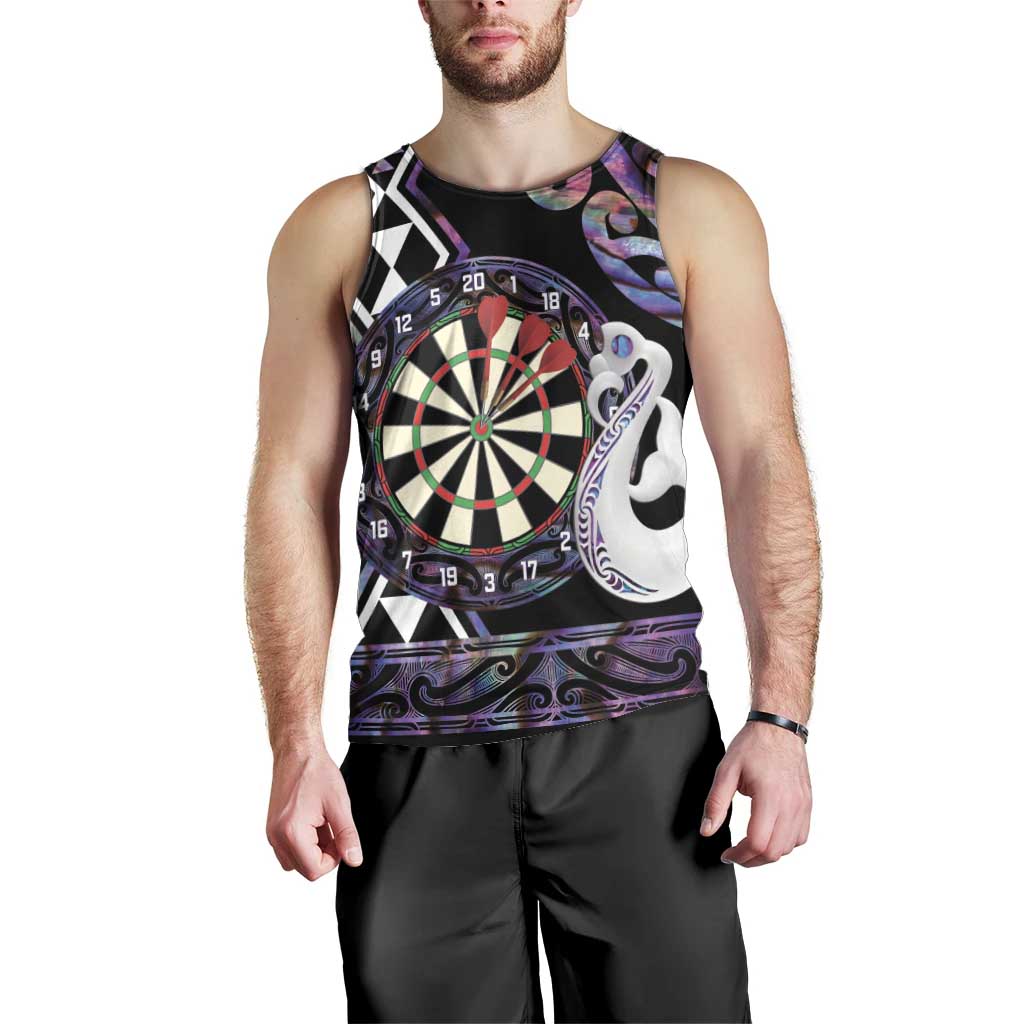 Personalised New Zealand Darts Men Tank Top Ngutukaka Manaia Taniko Luxury Purple - Polynesian Pride