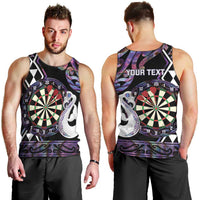 Personalised New Zealand Darts Men Tank Top Ngutukaka Manaia Taniko Luxury Purple - Polynesian Pride