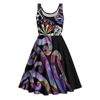 Personalised New Zealand Darts Midi Dress Ngutukaka Manaia Taniko Luxury Purple - Polynesian Pride
