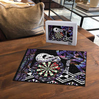 Personalised New Zealand Darts Puzzle Ngutukaka Manaia Taniko Luxury Purple - Polynesian Pride