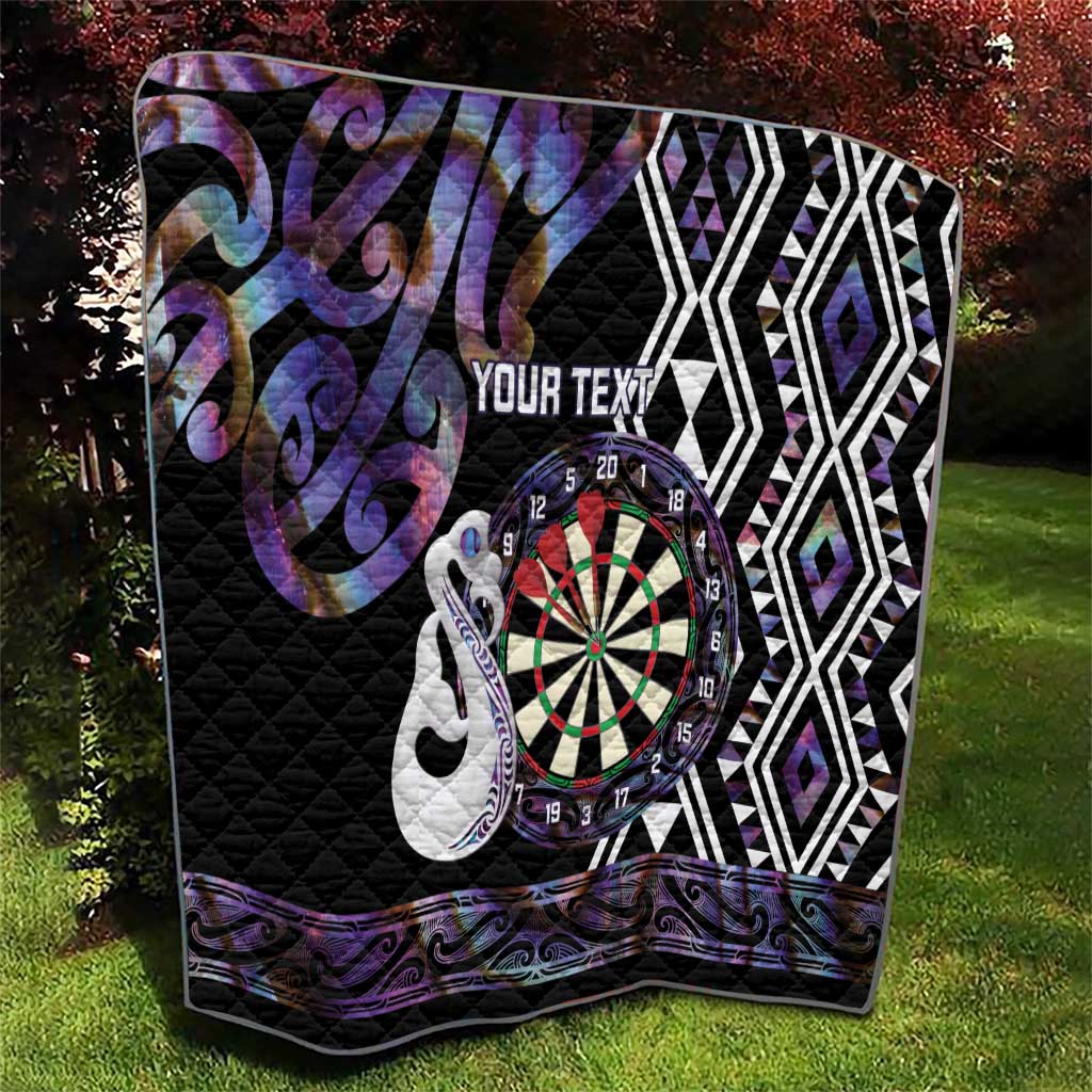 Personalised New Zealand Darts Quilt Ngutukaka Manaia Taniko Luxury Purple - Polynesian Pride