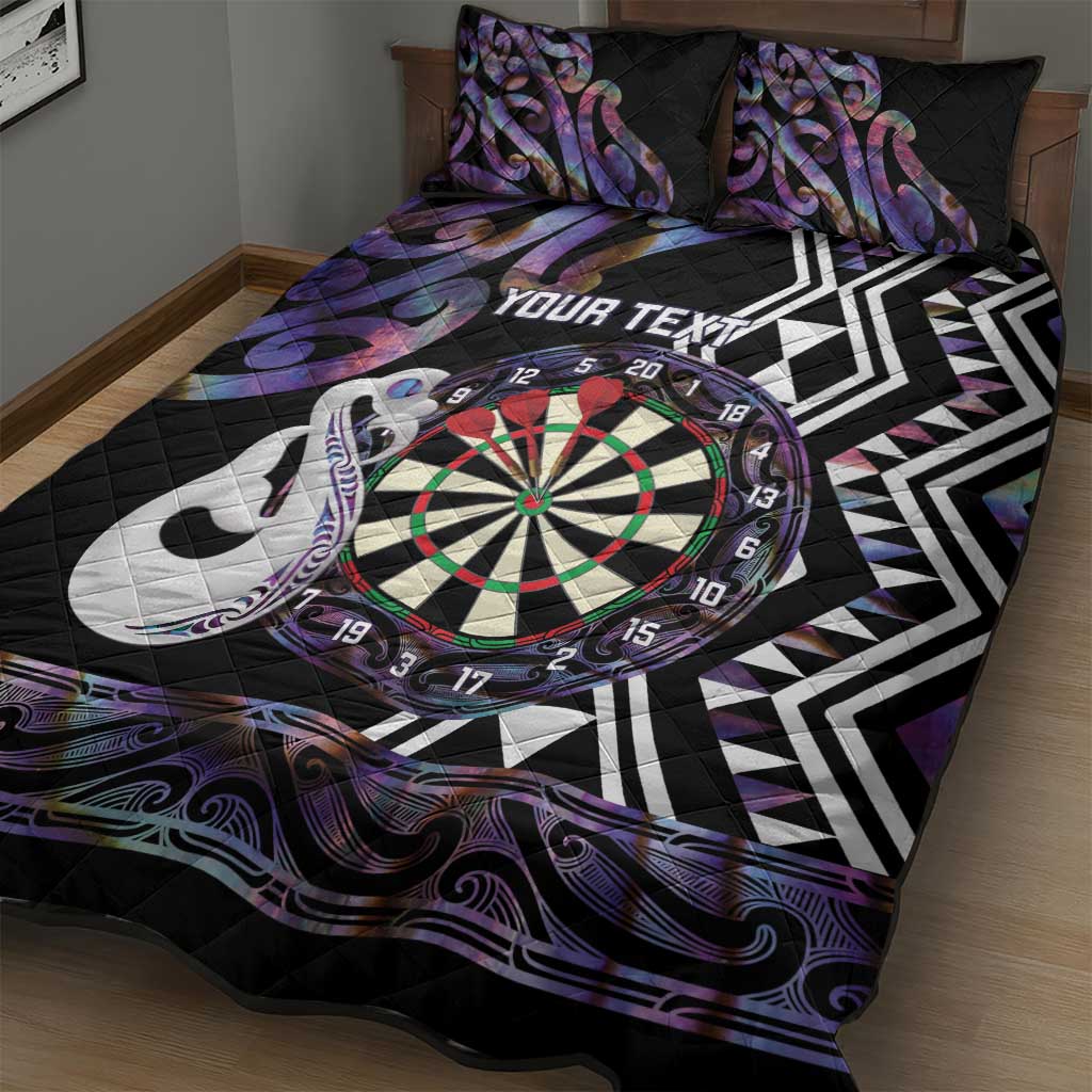 Personalised New Zealand Darts Quilt Bed Set Ngutukaka Manaia Taniko Luxury Purple - Polynesian Pride