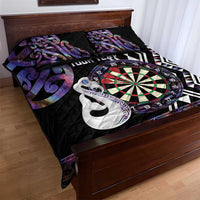 Personalised New Zealand Darts Quilt Bed Set Ngutukaka Manaia Taniko Luxury Purple - Polynesian Pride