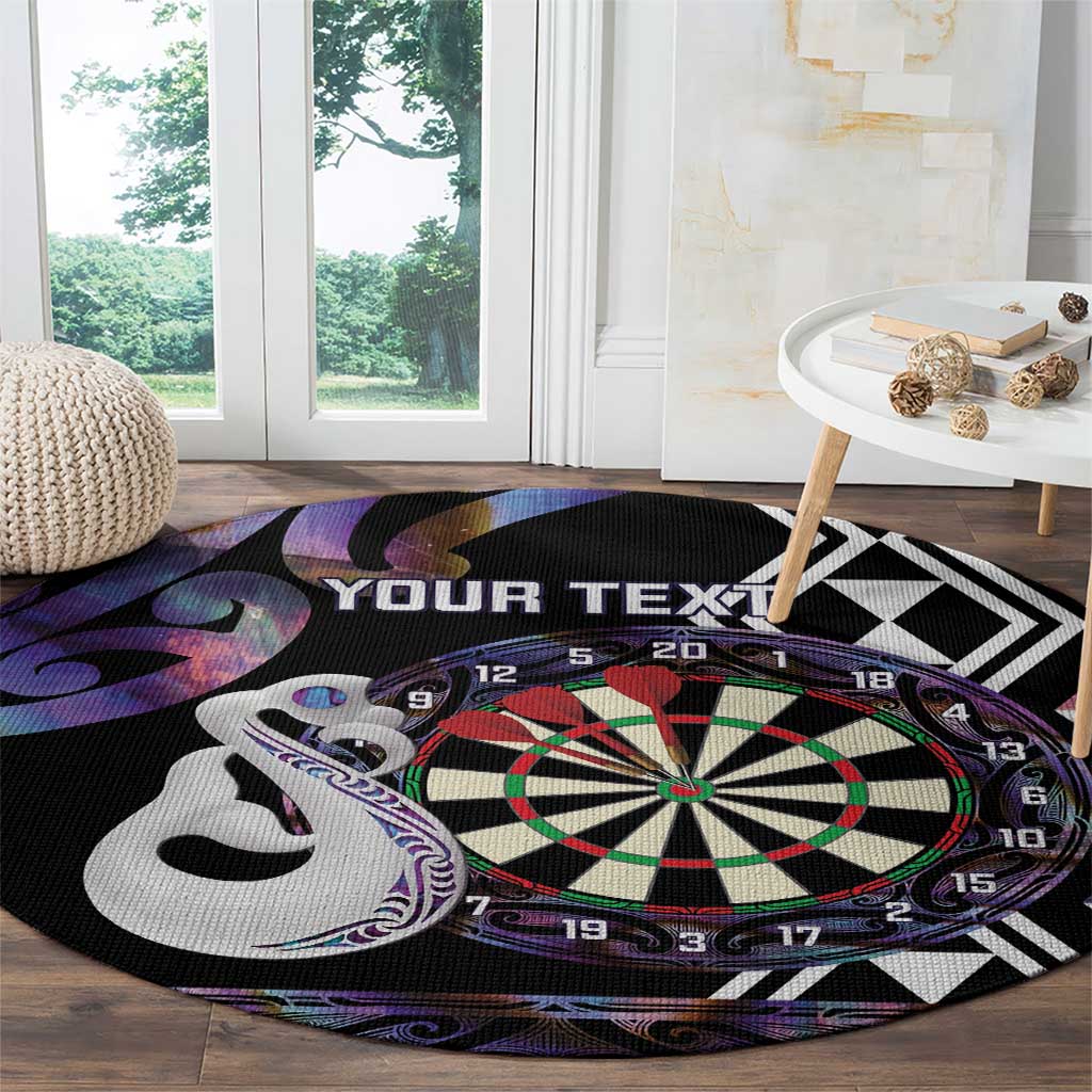 Personalised New Zealand Darts Round Carpet Ngutukaka Manaia Taniko Luxury Purple - Polynesian Pride