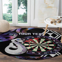 Personalised New Zealand Darts Round Carpet Ngutukaka Manaia Taniko Luxury Purple - Polynesian Pride