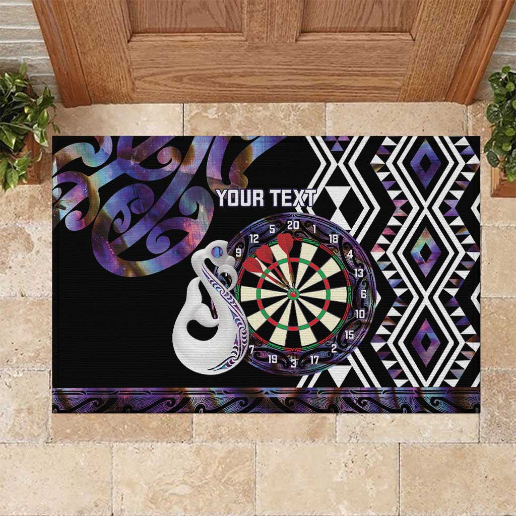 Personalised New Zealand Darts Rubber Doormat Ngutukaka Manaia Taniko Luxury Purple - Polynesian Pride
